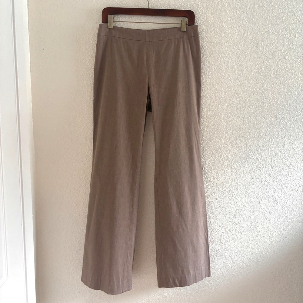 Akris Cotton Wide Leg Trousers Women Size 8 Taupe Brown Old Money Quiet Luxury